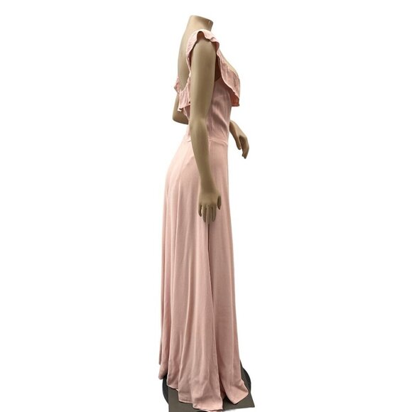 Reformation Verbena Off the Shoulder Ruffle Gown Short Sleeve Blush Pink Size 4 - Picture 13 of 14
